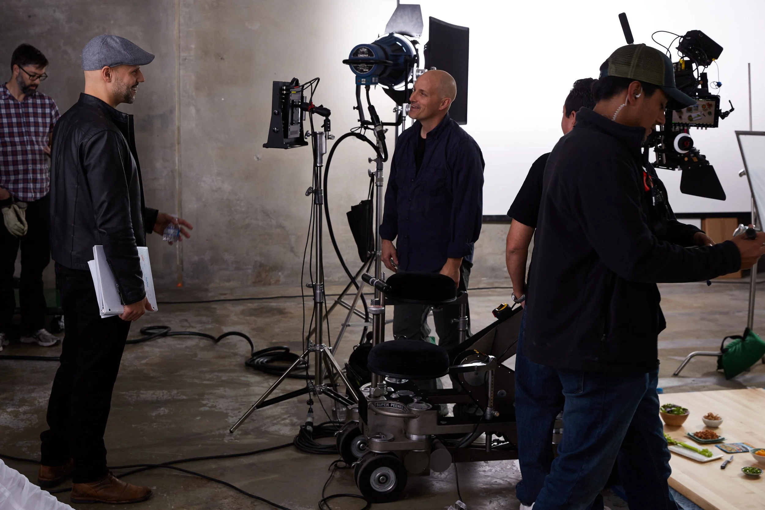 On set with the crew